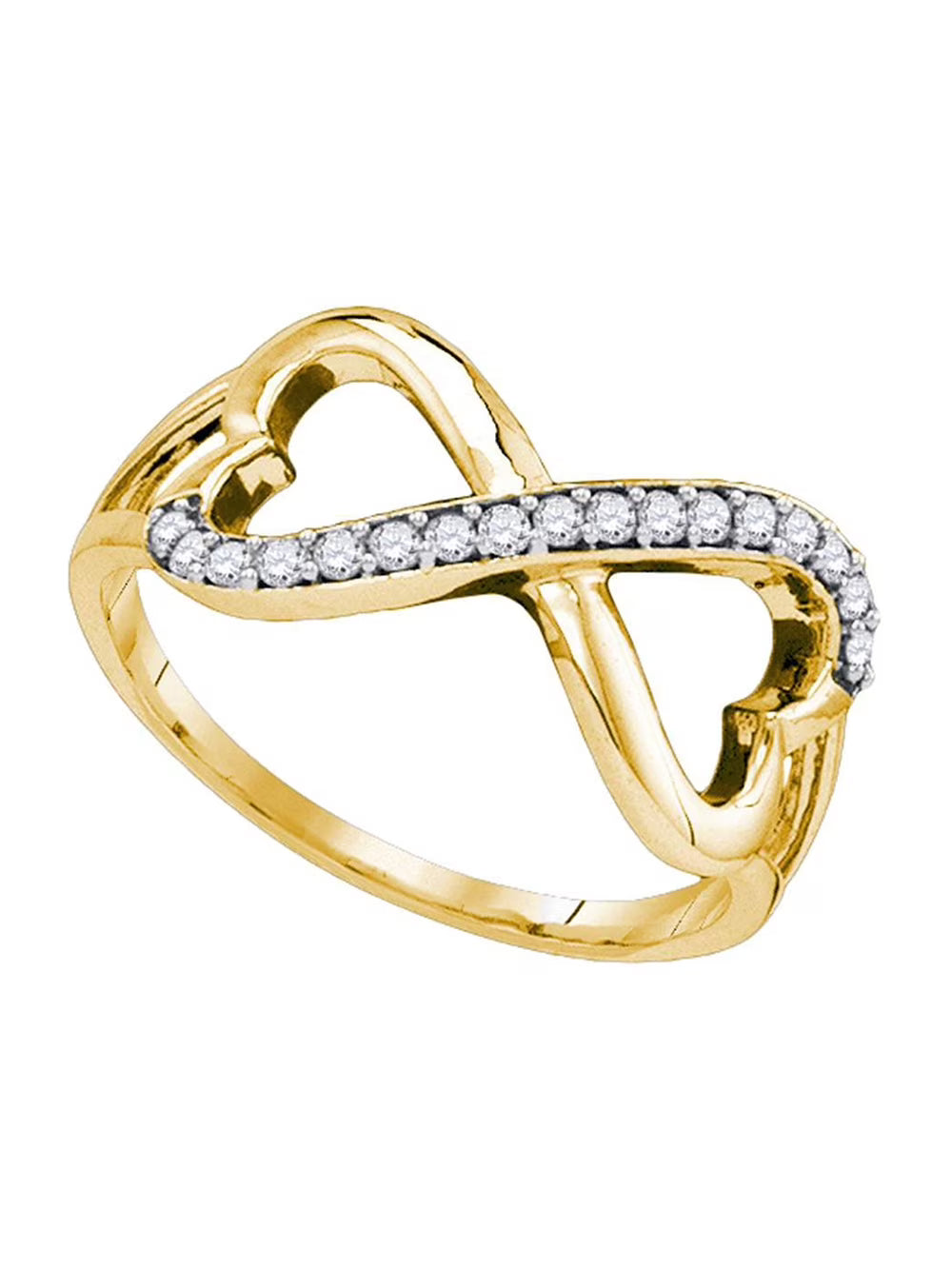 10kt Yellow Gold Diamond Infinity Double Heart Ring 1/6 Cttw D98448
