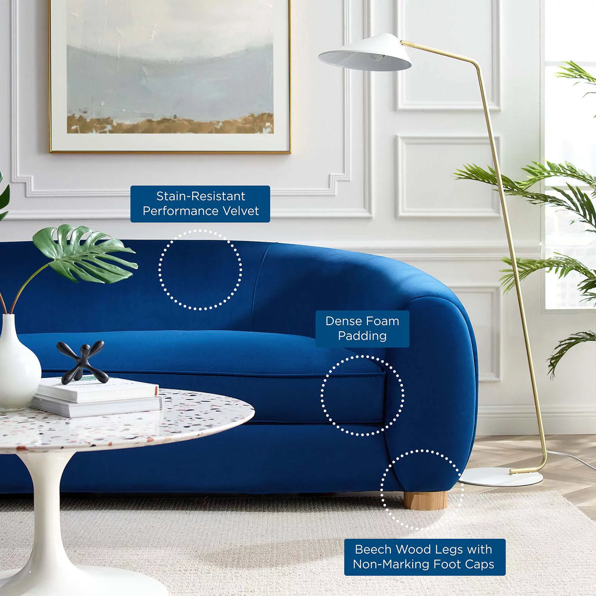 Blue Velvet Sofa G223