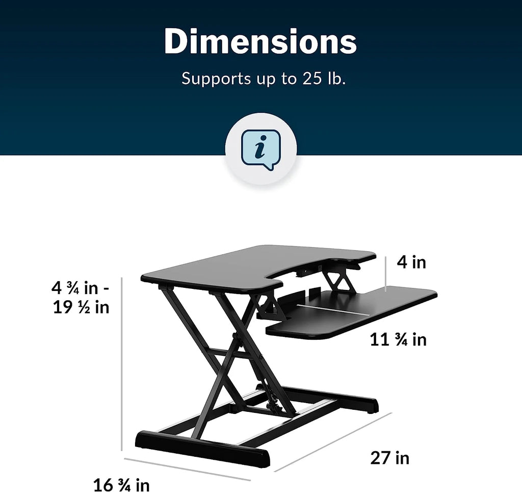 Compact Two-Tier Height Adjustable Standing Desk Converter Z468