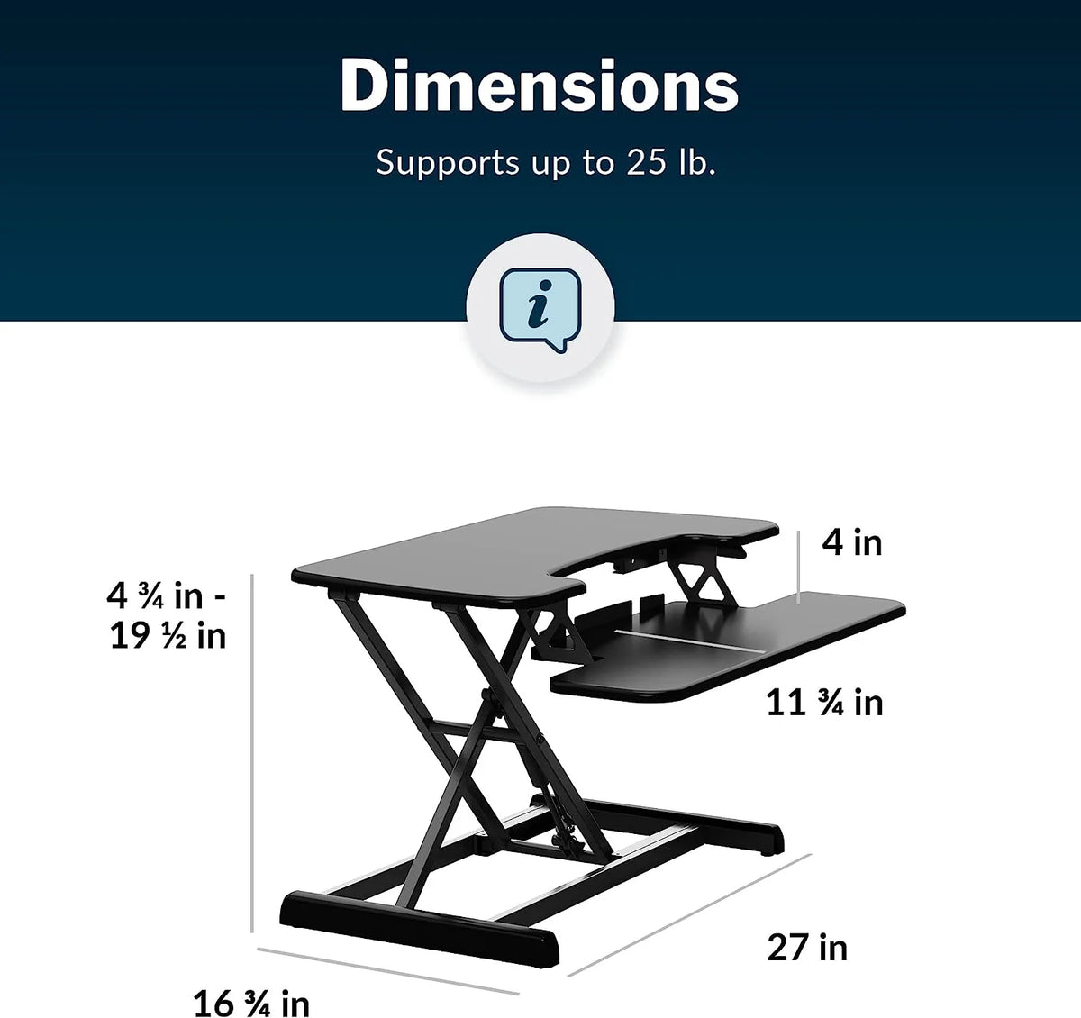 Compact Two-Tier Height Adjustable Standing Desk Converter Z468