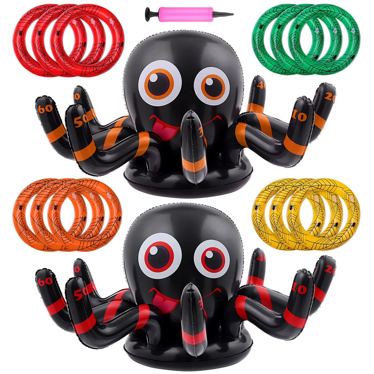 Inflatable Halloween Spider Ring Toss Game Party Supplies with Air Pump A8831