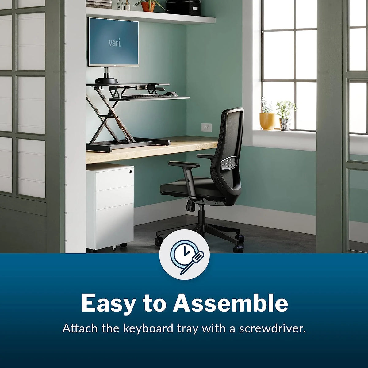 Compact Two-Tier Height Adjustable Standing Desk Converter Z468