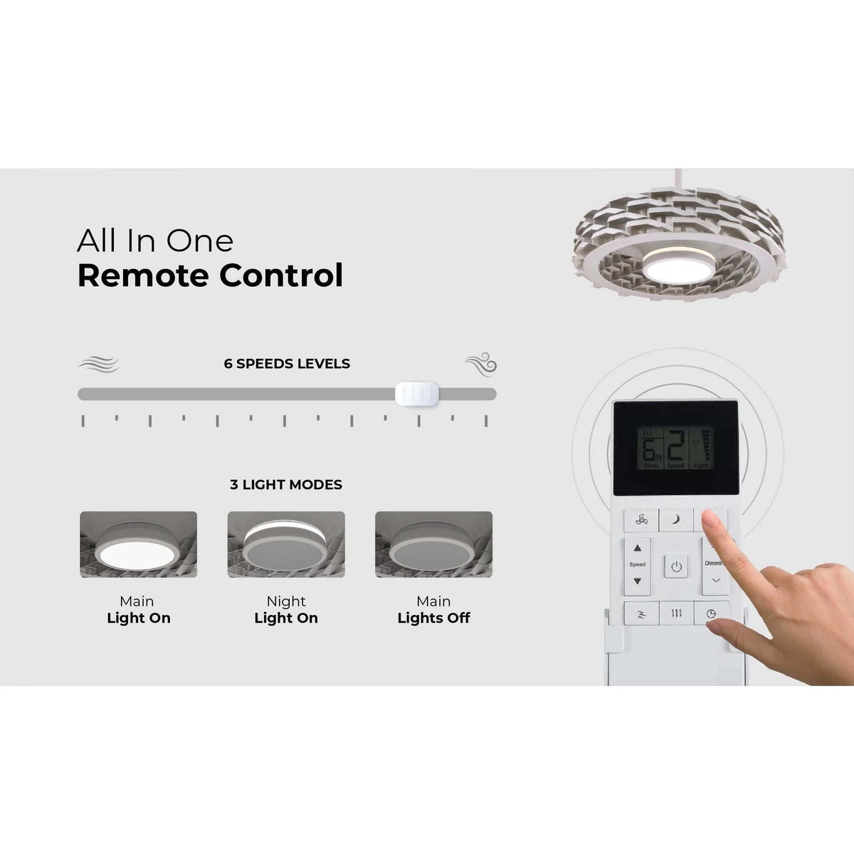 Bladeless Smart Ceiling Fan with Dimmable LED Light J4195