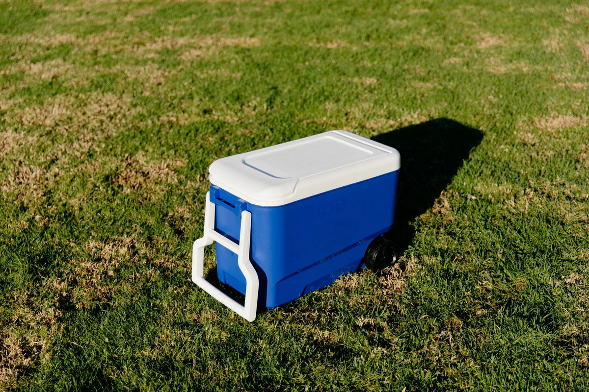 38 QT Blue Hard-Sided Ice Chest Cooler with Wheels X9806