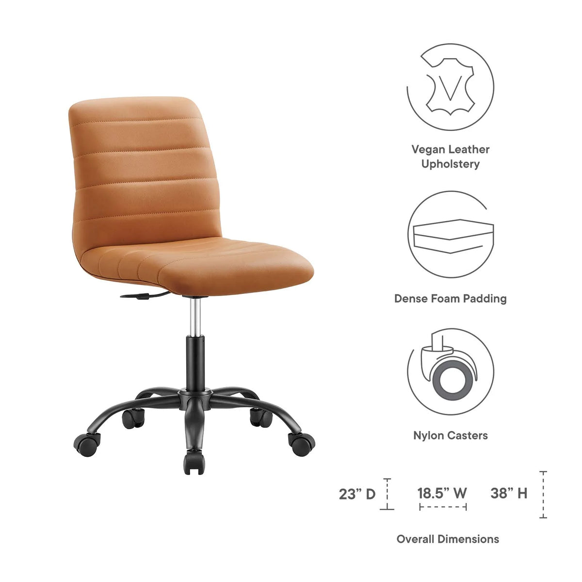 Black Tan Vegan Leather Office Chair V948254