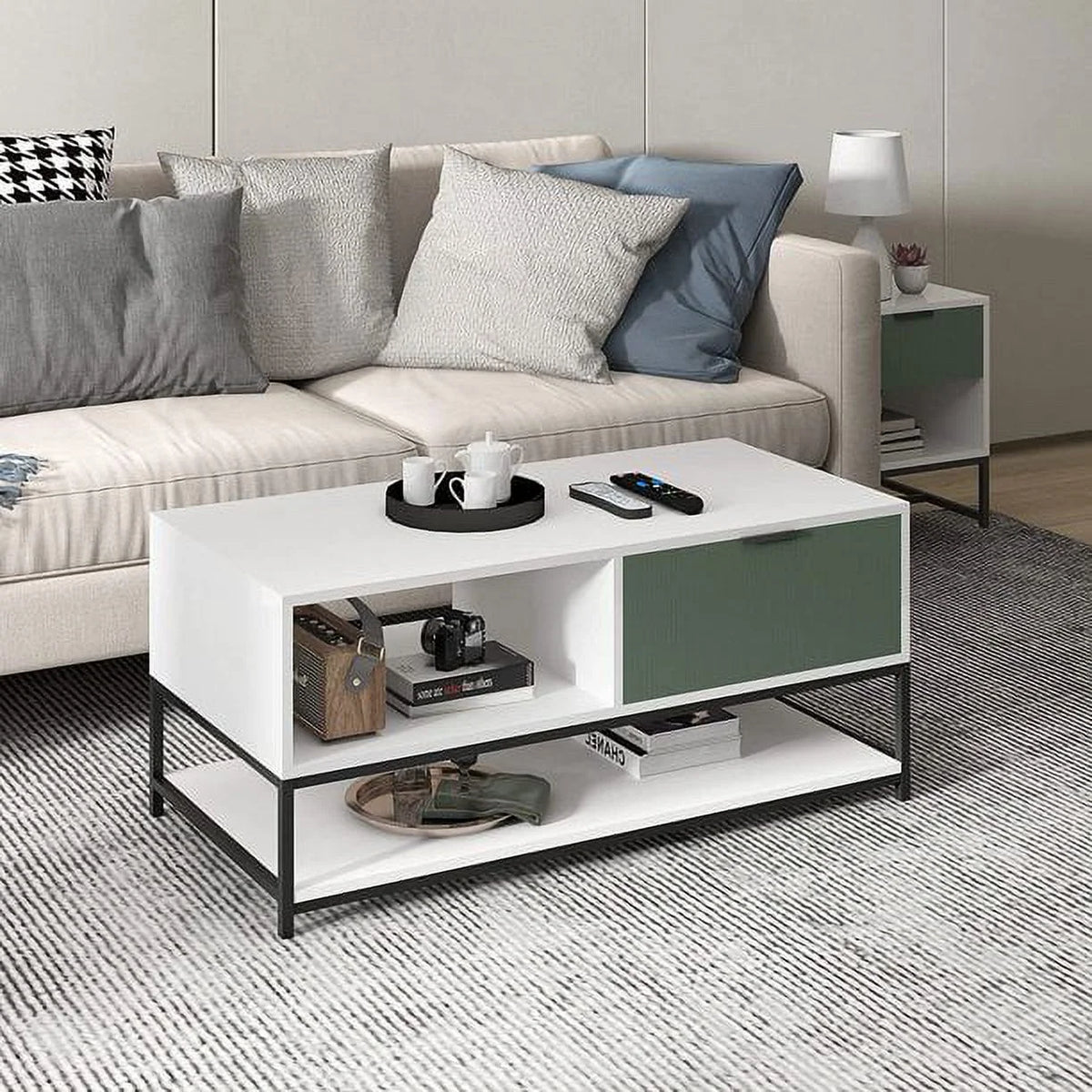 Wood Coffee Table with Steel Frame N604422