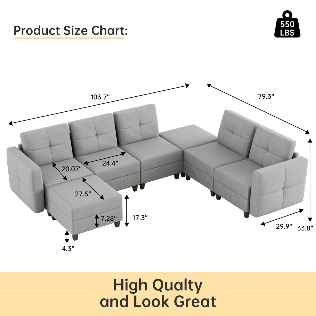 Gray Modular Sectional Sofa with Storage C91623