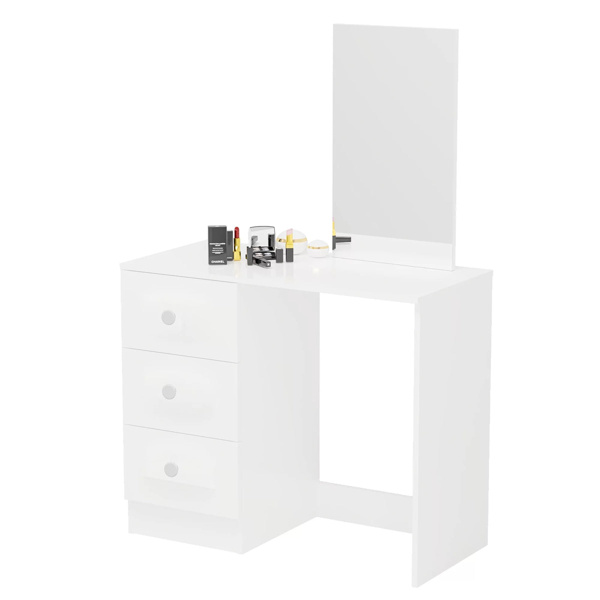 White 3 Drawer Vanity Table with Mirror N3664