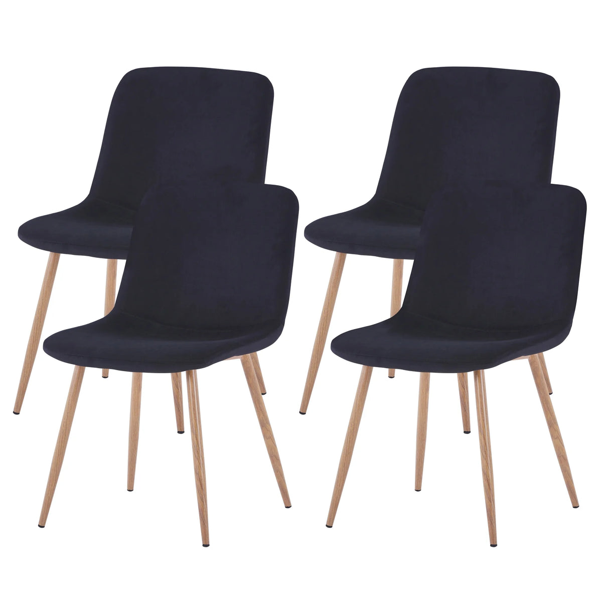 Black Upholstered Dining Chairs Set of 4 with Wood Legs G890